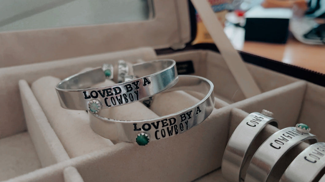 Loved By A Cowboy Cuff - teal opal