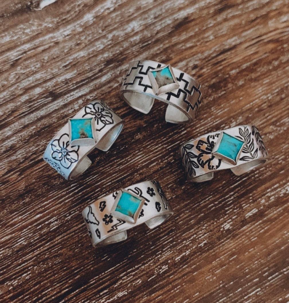 Square Turquoise Rings