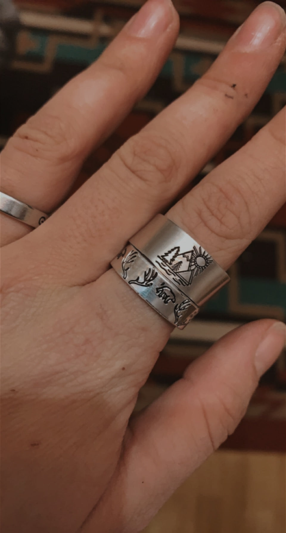 Mountain scene with stacker ring