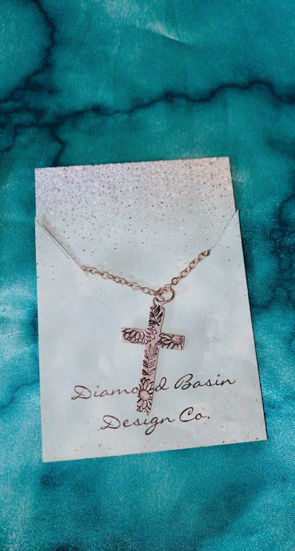 Floral cross necklace