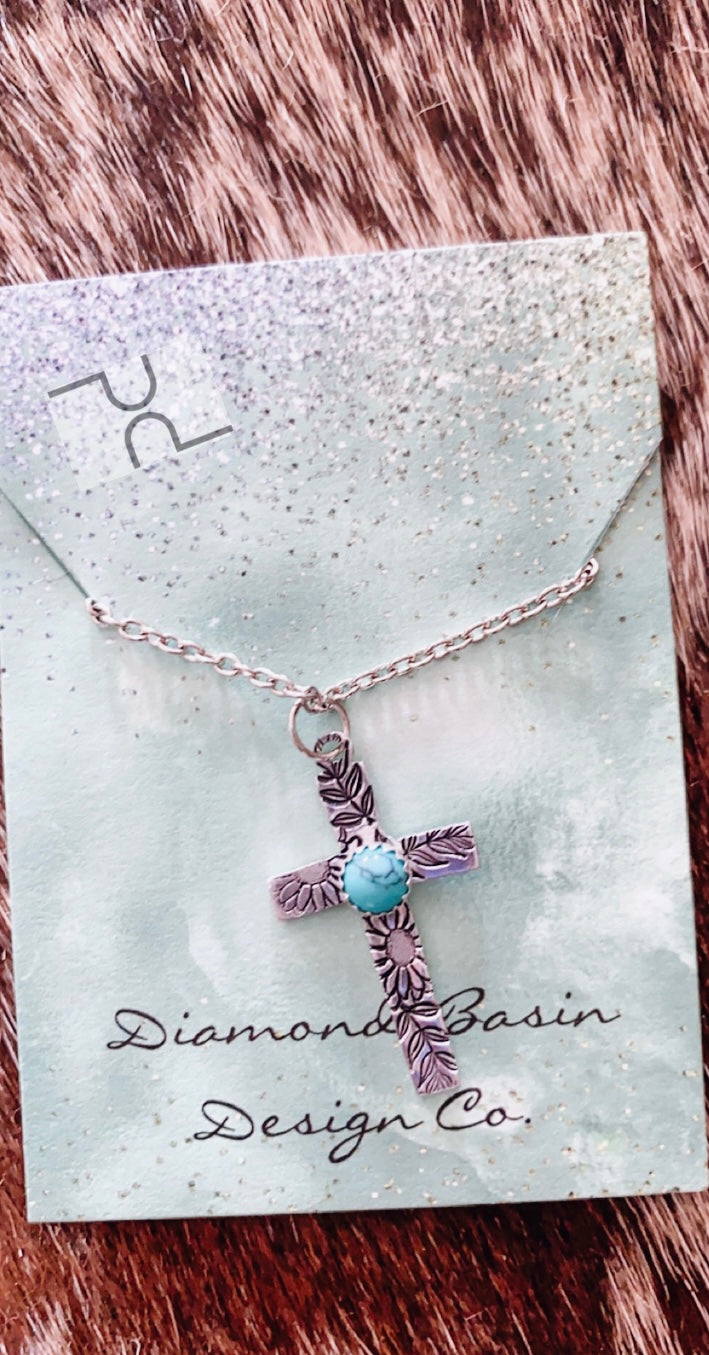 Turquoise cross necklace
